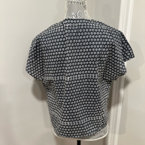 Women L/XL Cotton Boxy Lightweight navy blue Repeat Oval Abstract Pattern Blouse - Picture 2 of 15